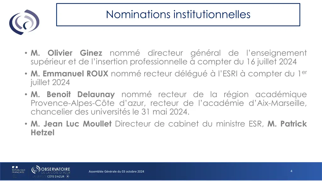 nominations institutionnelles