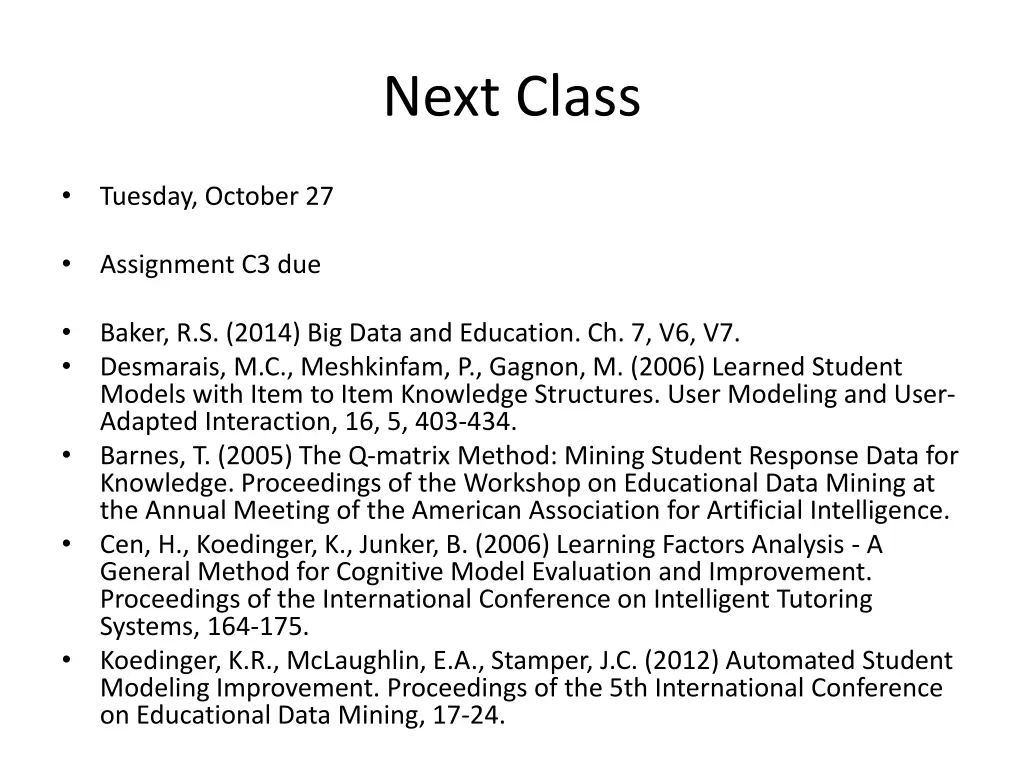 next class