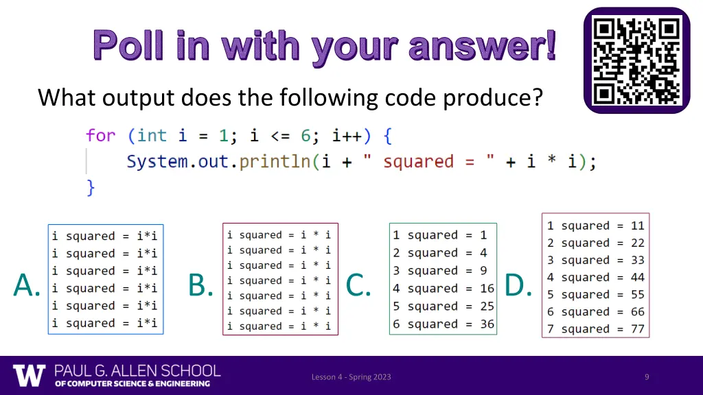 poll in with your answer