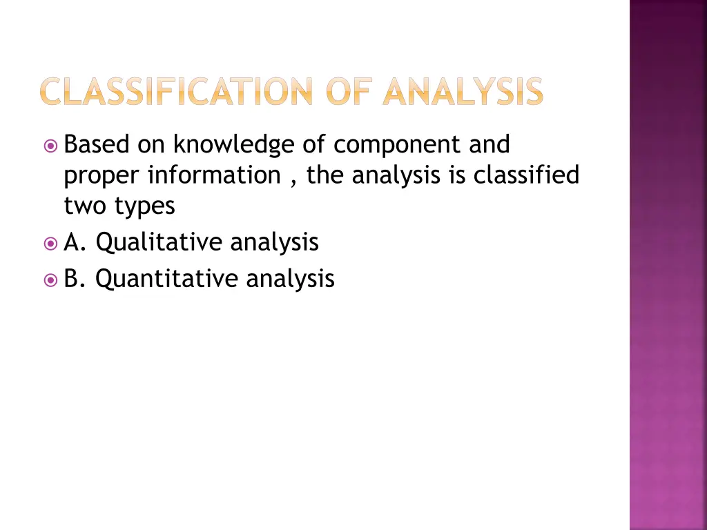 classification of analysis