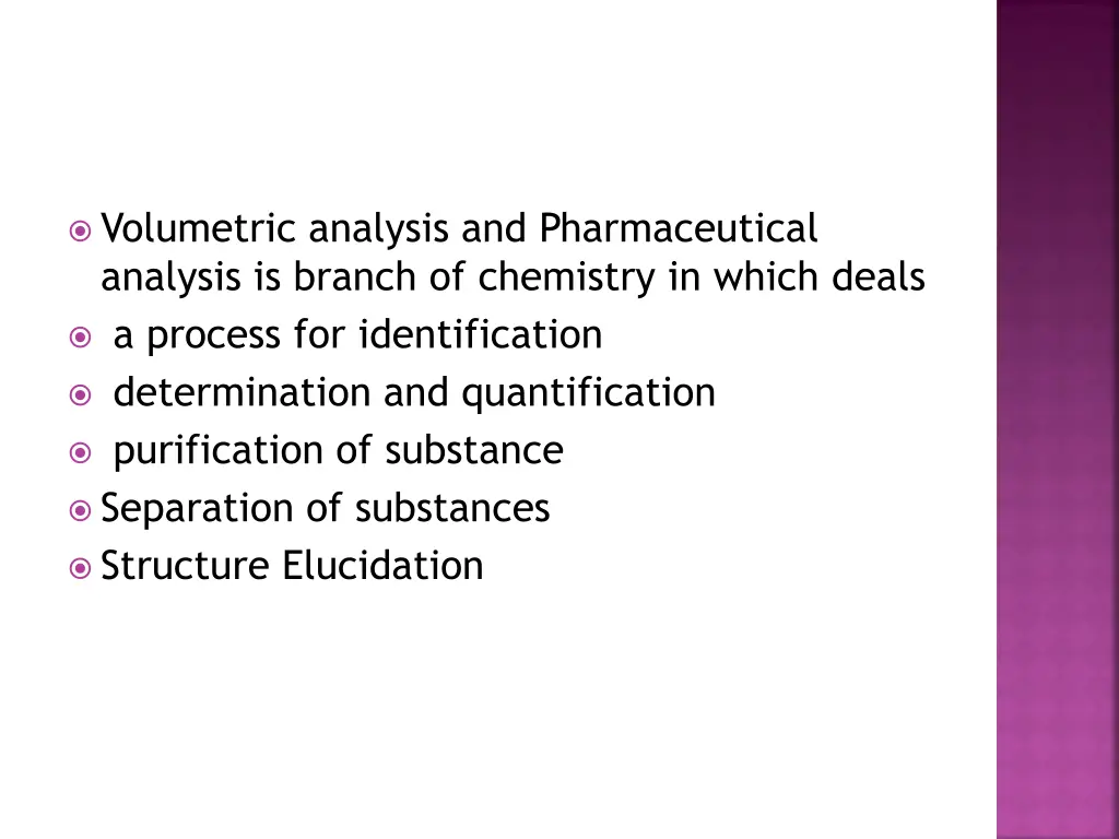 volumetric analysis and pharmaceutical analysis