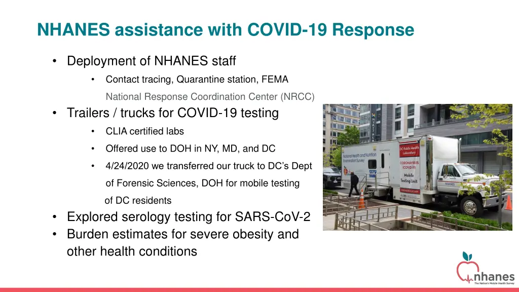 nhanes assistance with covid 19 response