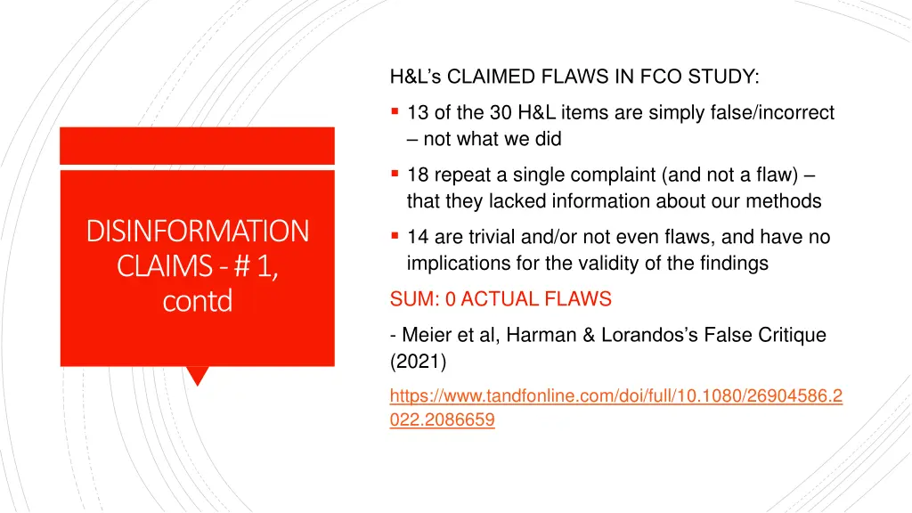 h l s claimed flaws in fco study