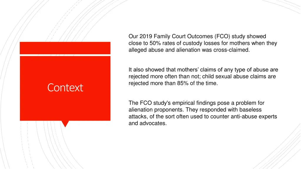 our 2019 family court outcomes fco study showed