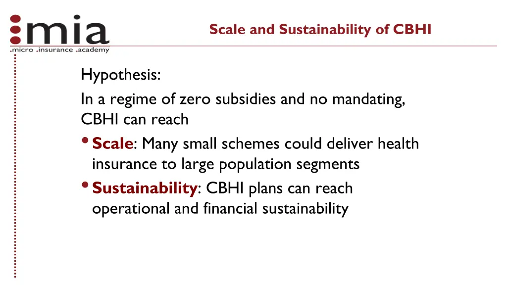 scale and sustainability of cbhi