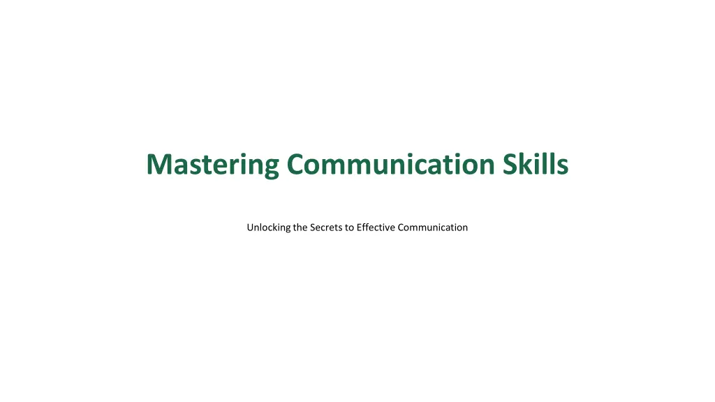 mastering communication skills