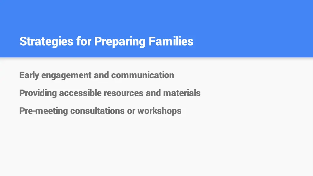 strategies for preparing families