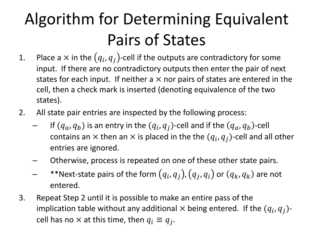 algorithm for determining equivalent pairs 1