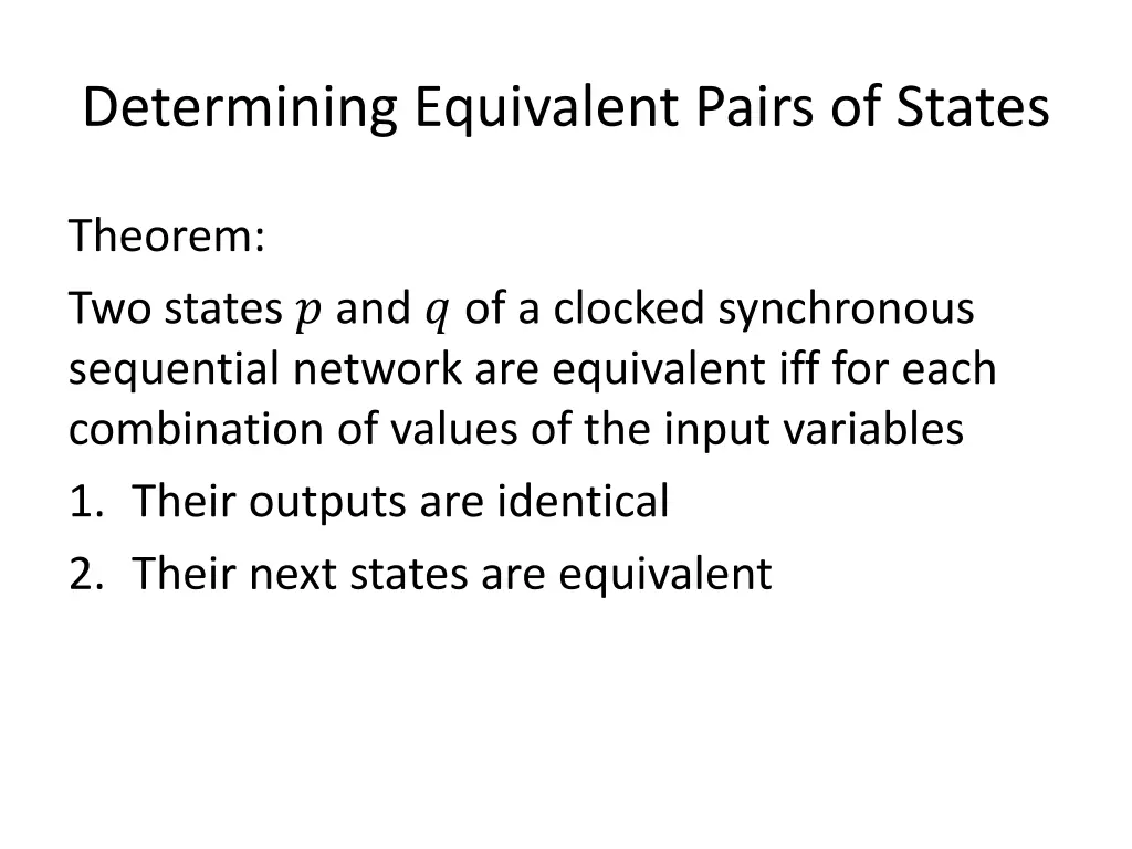 determining equivalent pairs of states