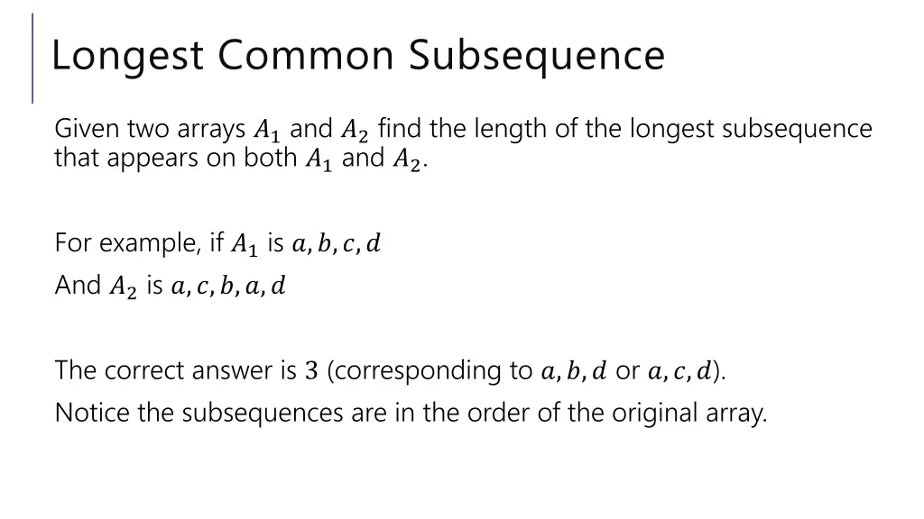 longest common subsequence