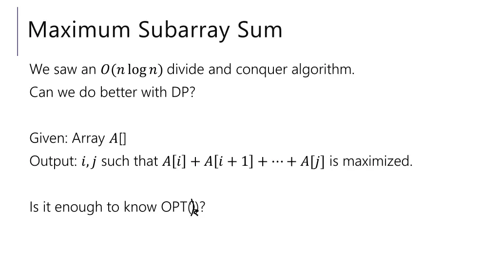 maximum subarray sum