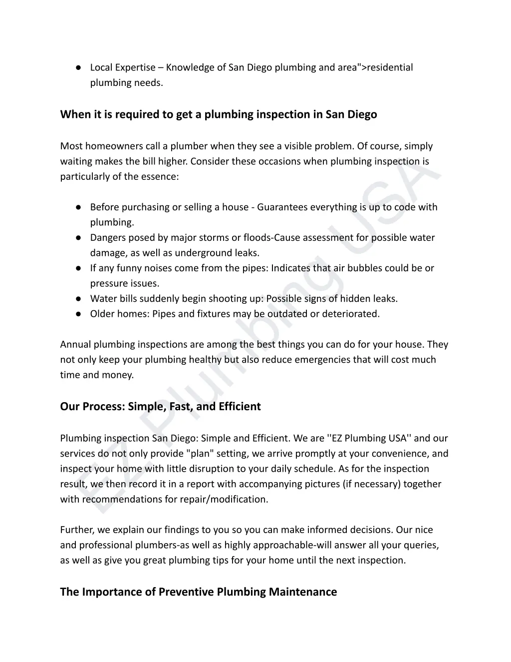 local expertise knowledge of san diego plumbing