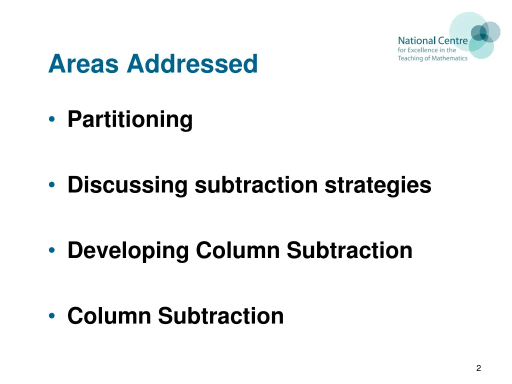 areas addressed