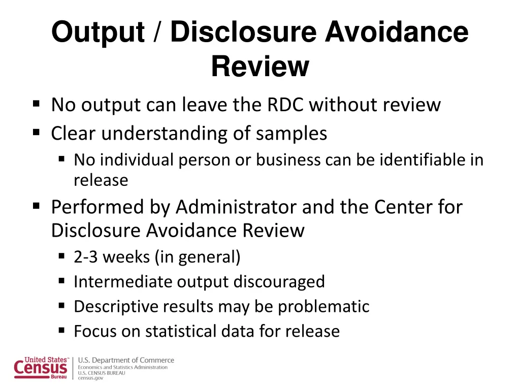 output disclosure avoidance review no output