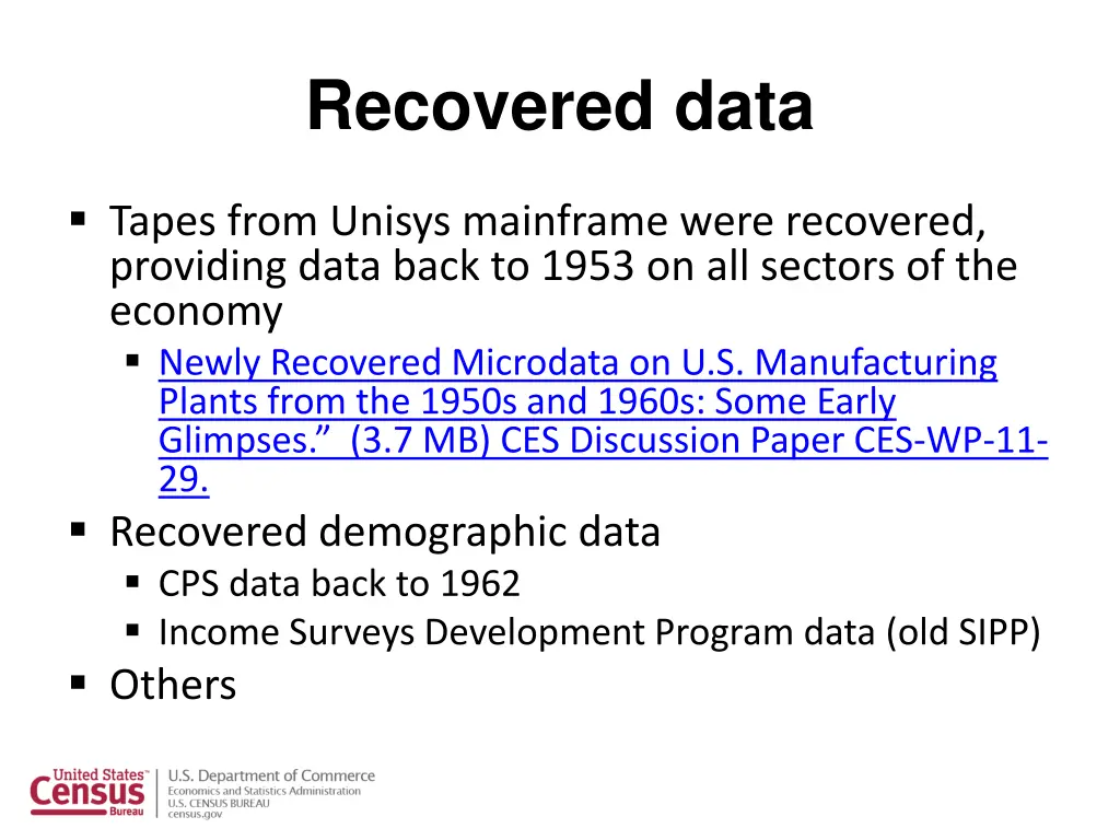 recovered data