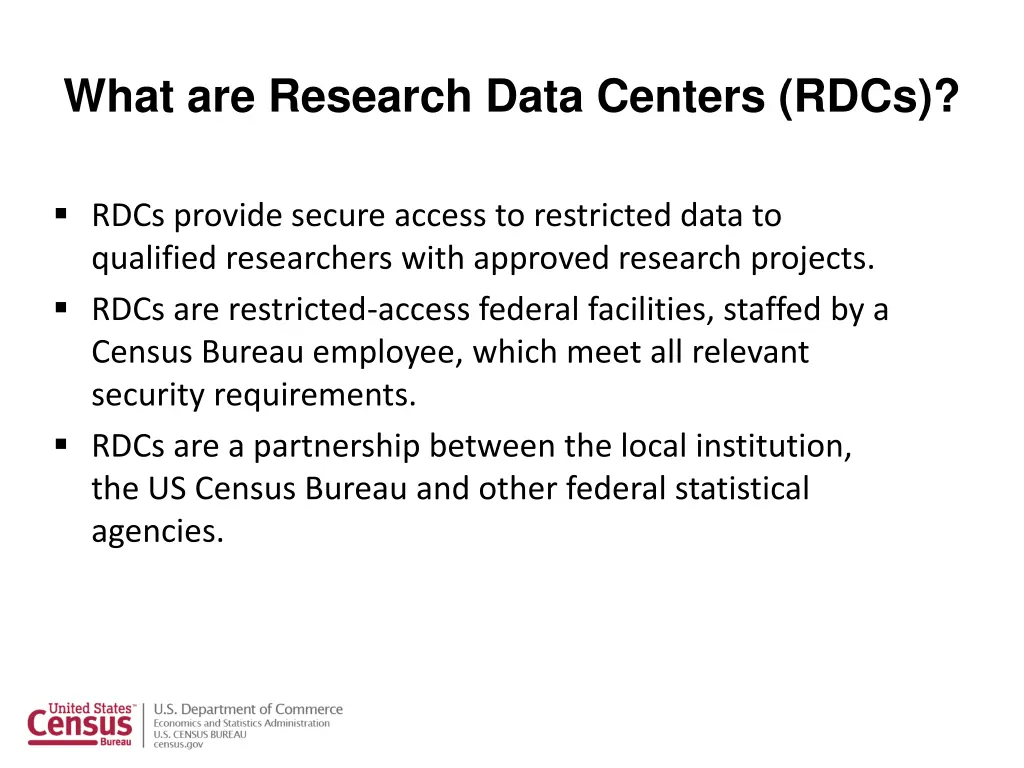 what are research data centers rdcs