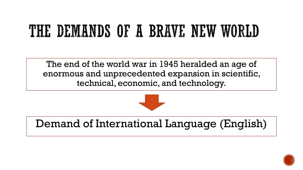 the demands of a brave new world