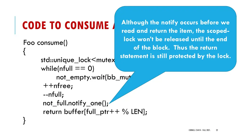 although the notify occurs before we read