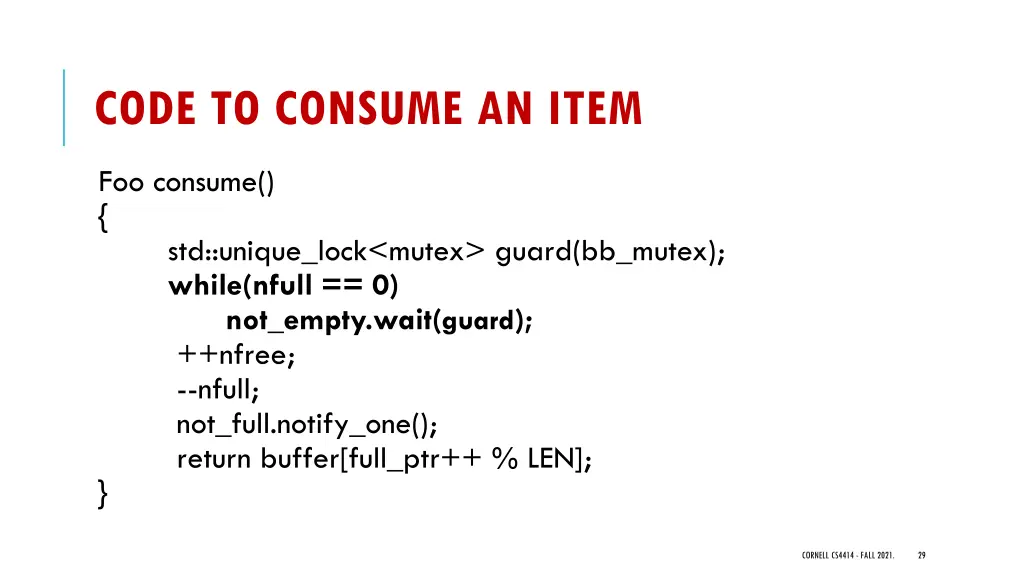 code to consume an item 1