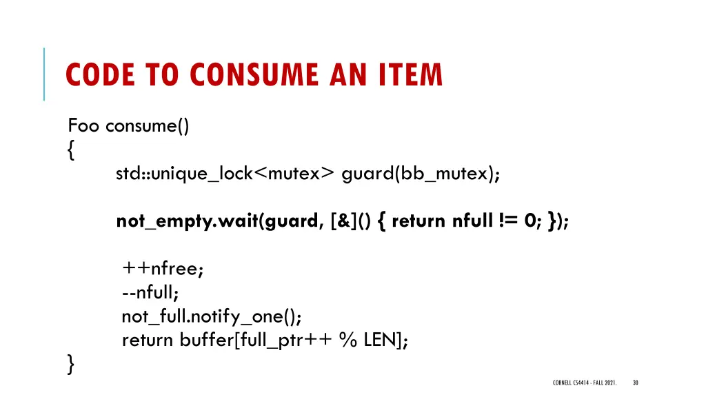 code to consume an item 2