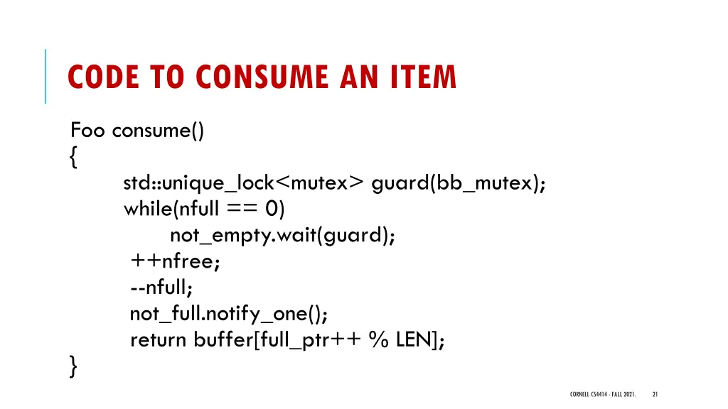 code to consume an item