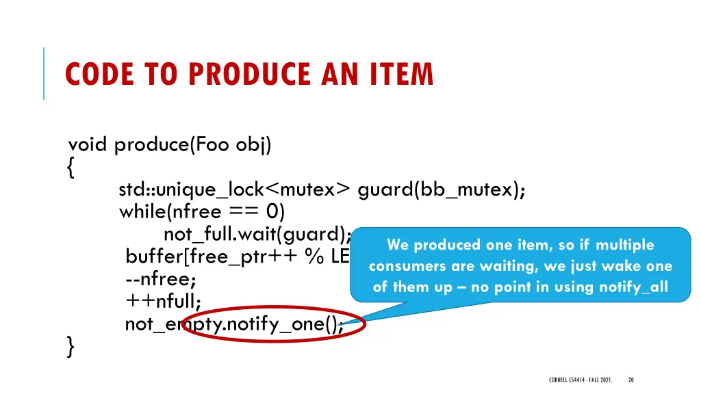 code to produce an item 2