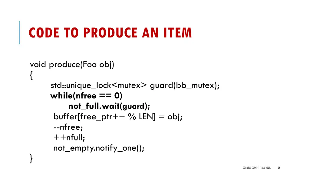 code to produce an item 3