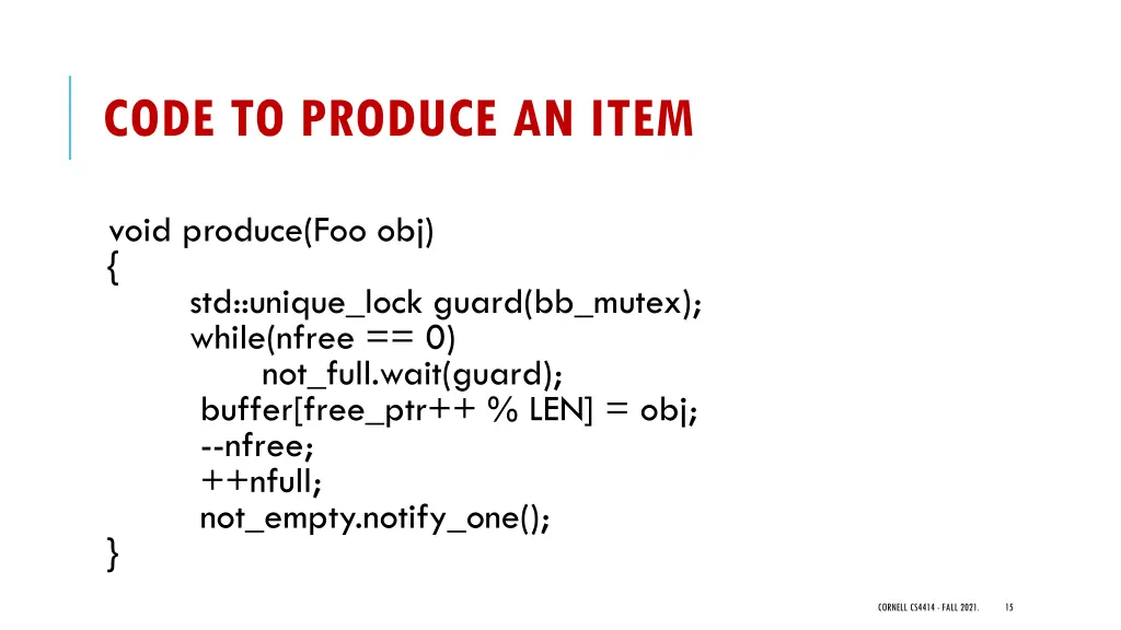 code to produce an item