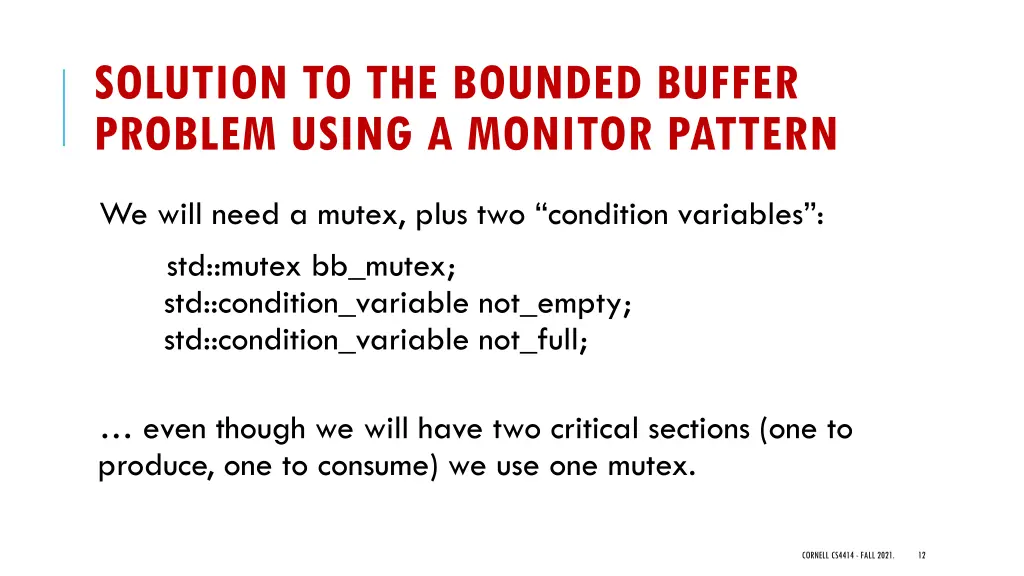 solution to the bounded buffer problem using