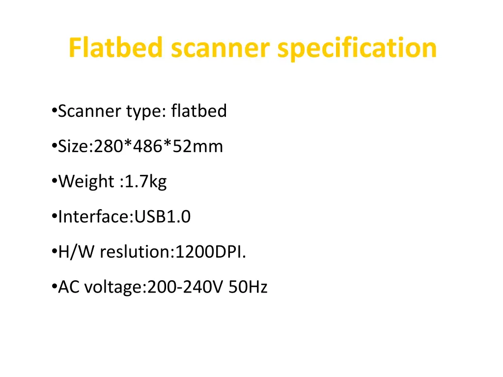 flatbed scanner specification