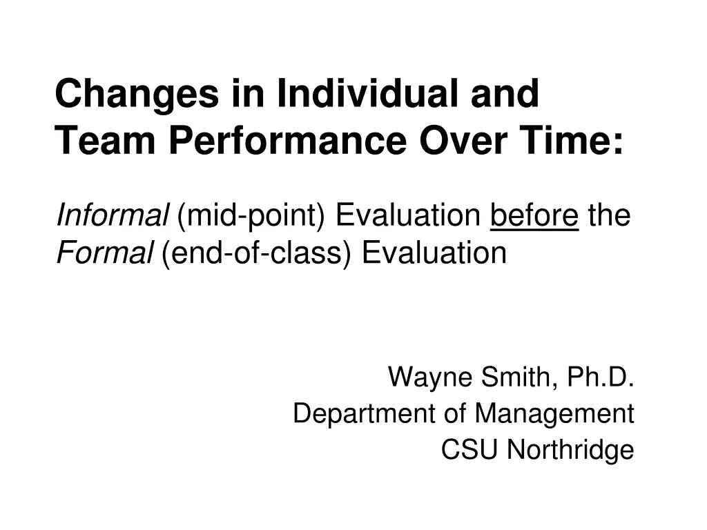 changes in individual and team performance over