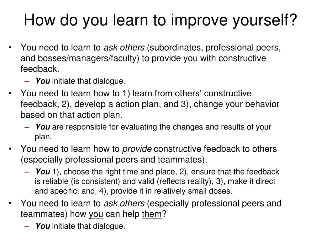 how do you learn to improve yourself