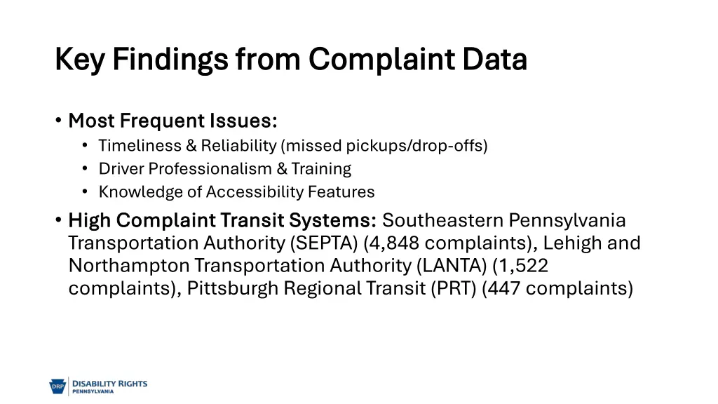 key findings from complaint data key findings