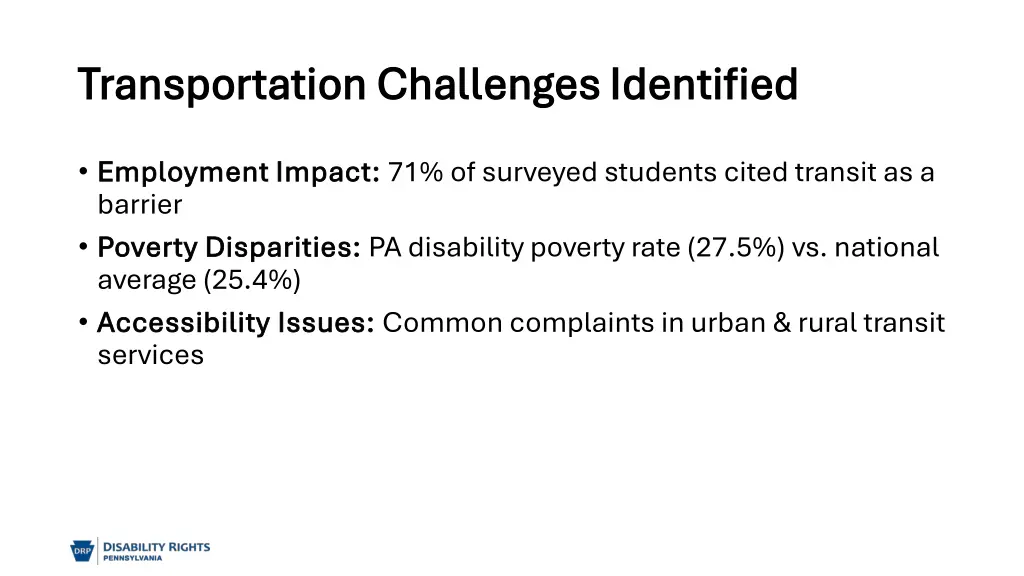 transportation challenges identified