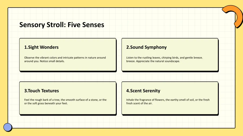 sensory stroll five senses