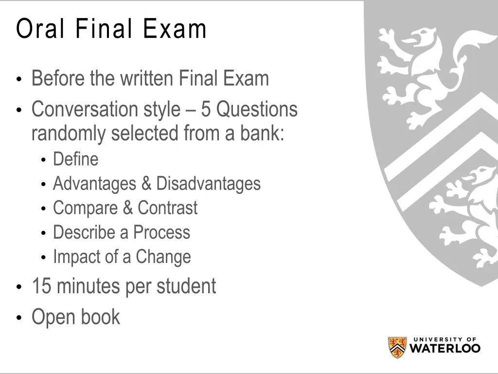 oral final exam