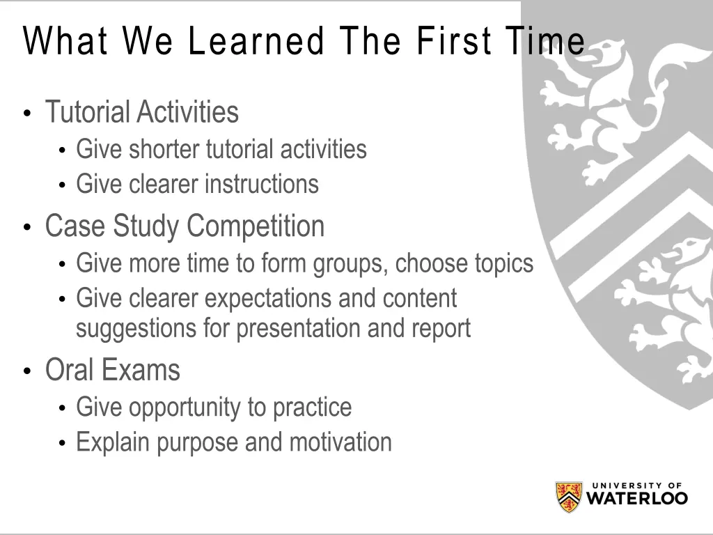 what we learned the first time