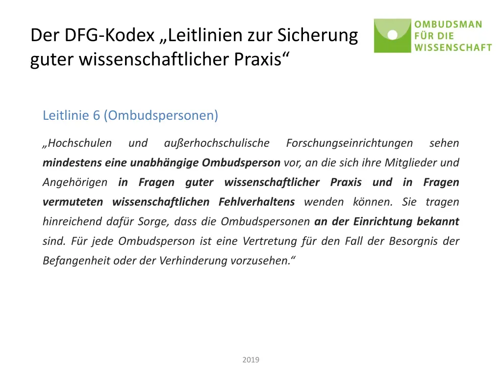 der dfg kodex leitlinien zur sicherung guter 1