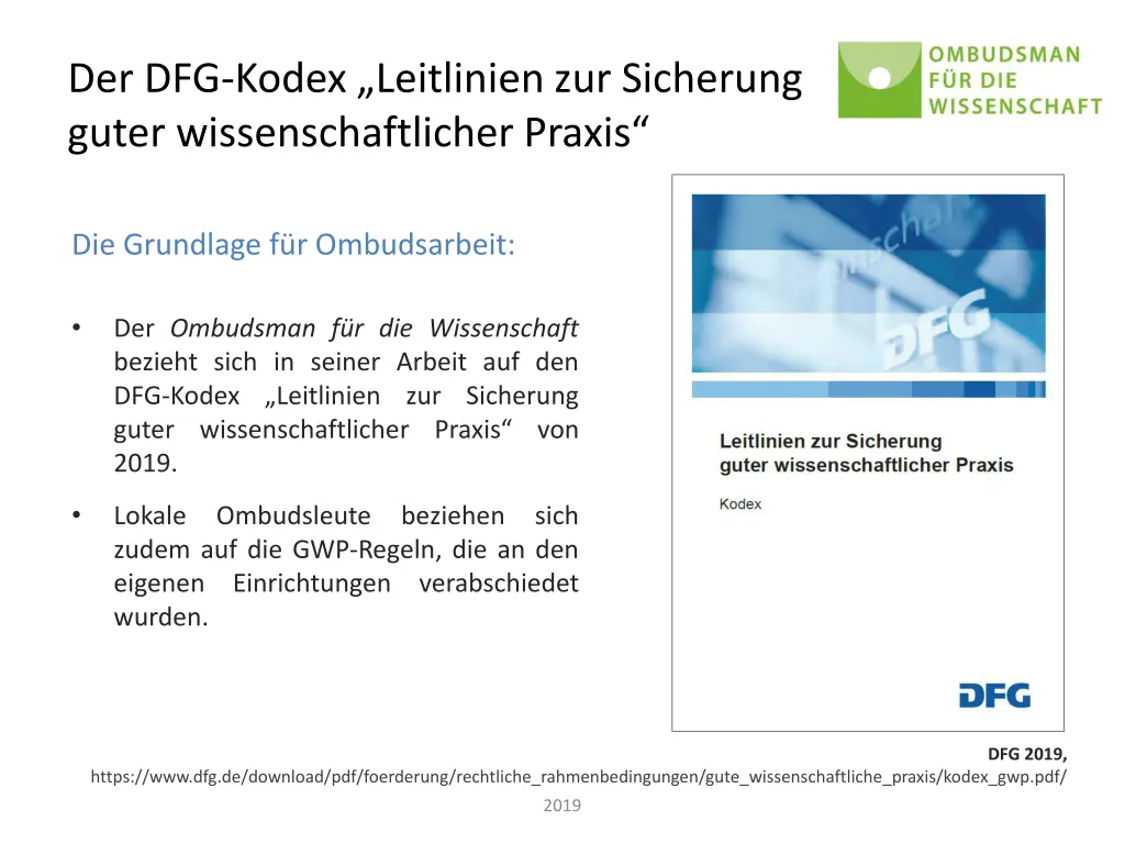 der dfg kodex leitlinien zur sicherung guter
