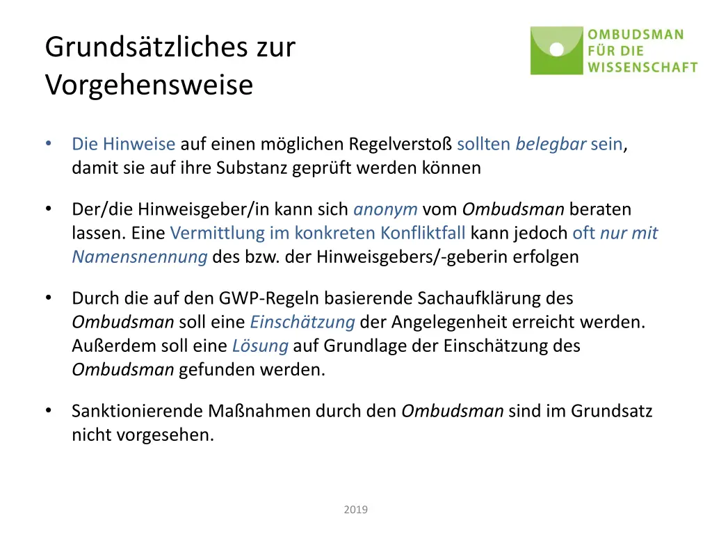 grunds tzliches zur vorgehensweise
