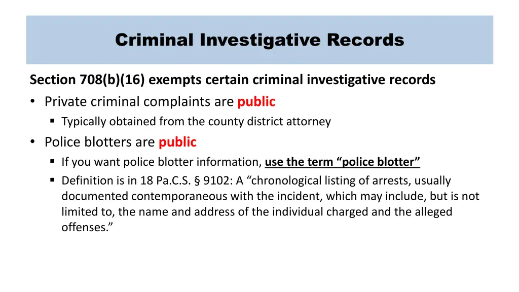 criminal investigative records