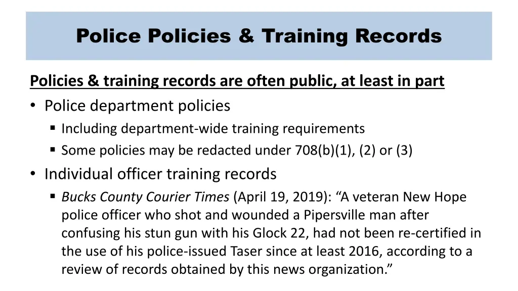 police policies training records