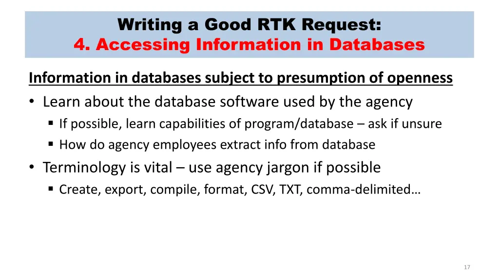 writing a good rtk request 4 accessing