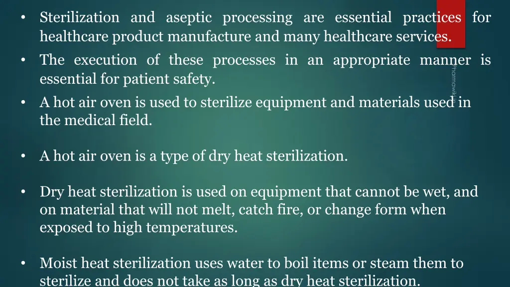 sterilization and aseptic processing