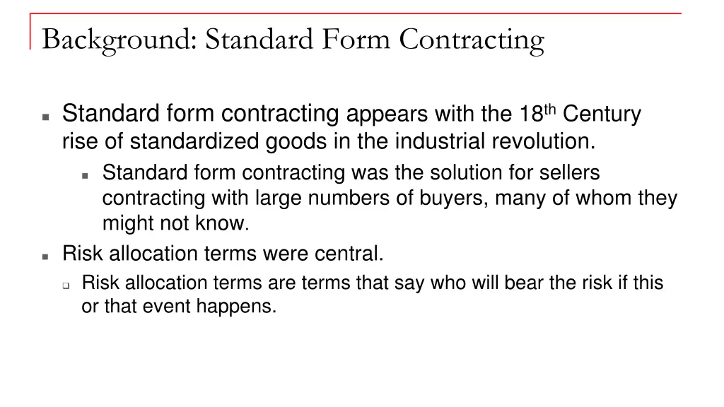 background standard form contracting