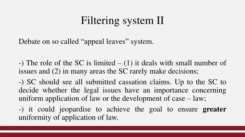 filtering system ii