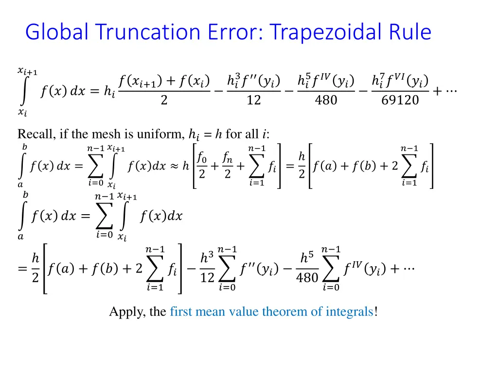 global truncation error trapezoidal rule
