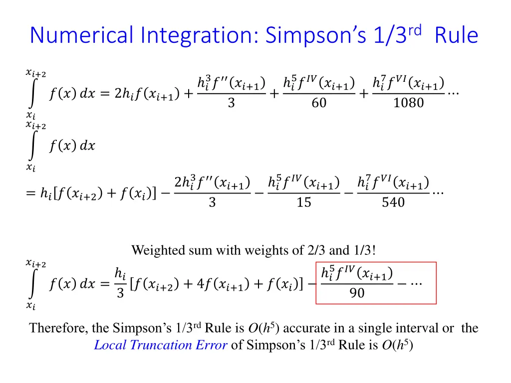 numerical integration simpson s 1 3 rd rule