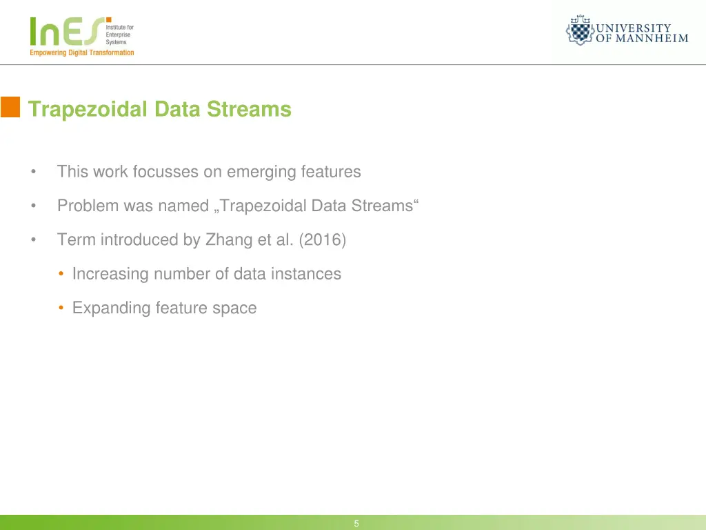 trapezoidal data streams