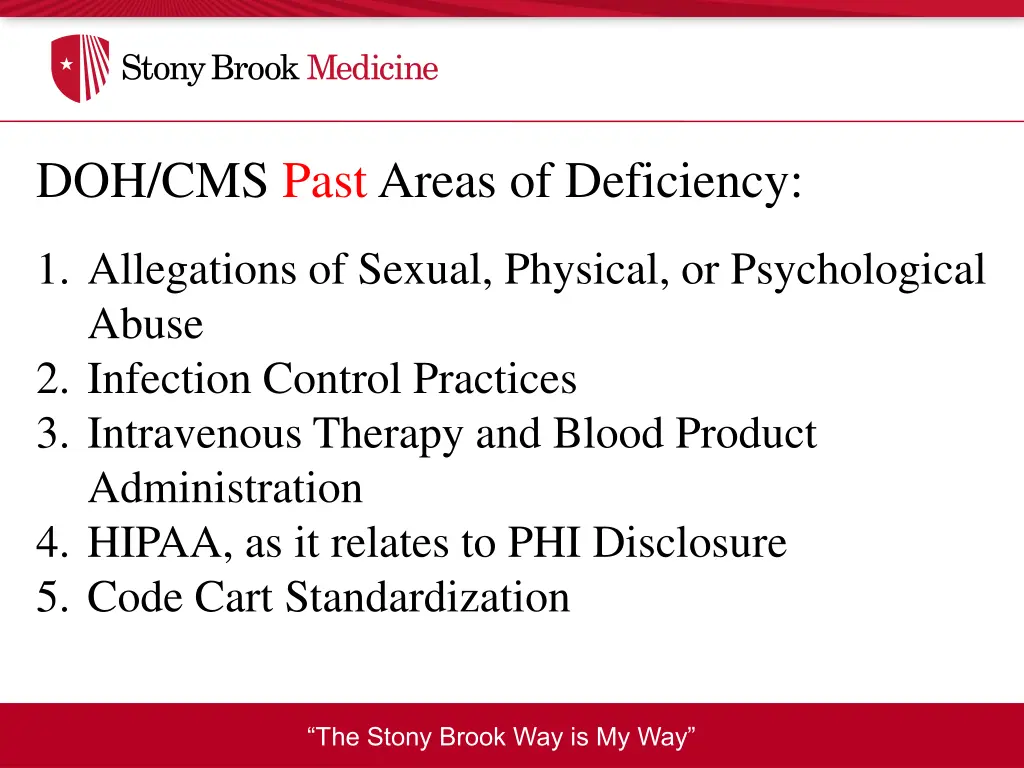 doh cms past areas of deficiency